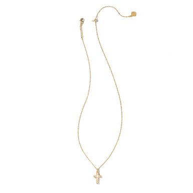 Kendra Scott Cross Pendant Necklace (Gold/White Kyocera Opal)