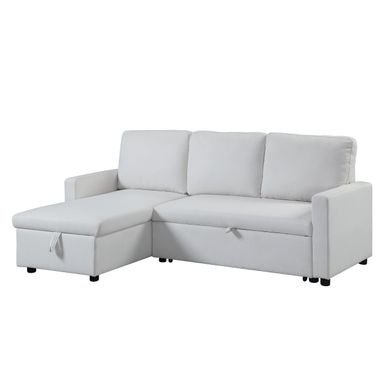 ACME Hiltons Sectional Sofa w/Sleeper & Storage, White Fabric