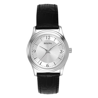 Bulova - Corporate Collection Ladies Black Leather Strap Watch