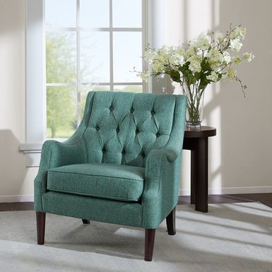 Teal Qwen Button Tufted Accent Chair