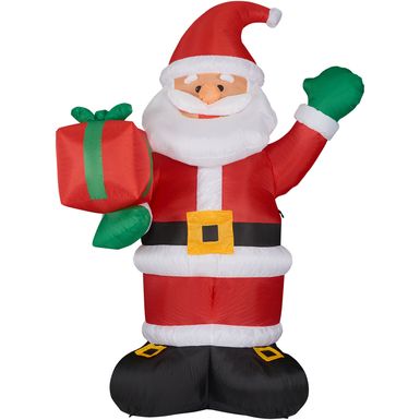 Christmas Time 10-Ft. Tall Santa Claus Holding Gift, Prelit Outdoor Christmas Inflatable with Storage Bag