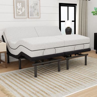 Flex Sleep 14" Plush Gel Infused King Split Memory Foam Mattress/ Bed-in-a-Box and Mattress and Flex Sleep 3.0 Adjsutable Bed Base