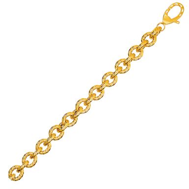 Textured Oval Link Bracelet in 14k Yellow Gold (8 Inch)