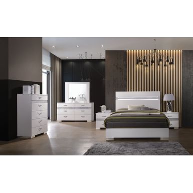 ACME Naima II Eastern King Bed, White High Gloss