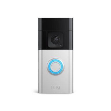 Ring - Battery Doorbell Plus Smart Wifi Video Doorbell  Battery Operated with Head-to-Toe View - Satin Nickel