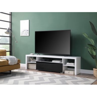 ACME Buck II TV Stand, White & Black High Gloss Finish