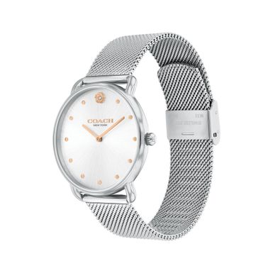 Coach  - Ladies' Elliot Silver-Tone Stainless Steel Mesh Watch Silver Dial