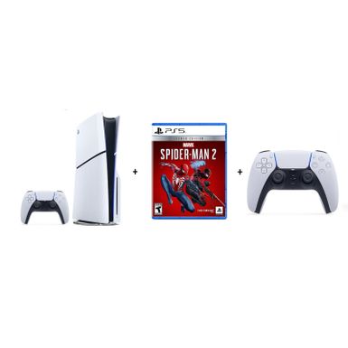 PlayStation 5 Slim 1TB Disc + Spider-Man 2 + PS5 DS White Controller