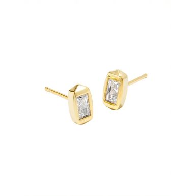 Kendra Scott Fern Crystal Stud Earrings (Gold/White Crystal)