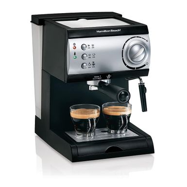 Hamilton Beach - Espresso Maker with Milk Frother/Milk Steamer - Black