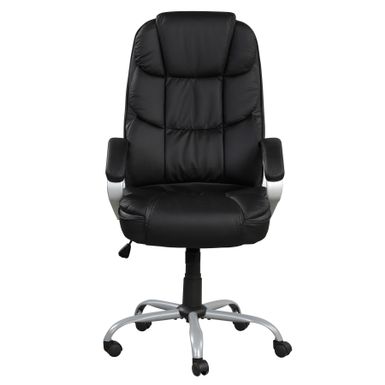 Sealy&reg; Kronos Faux Leather Height Adjustable Swivel Computer Office Chair in Black/Chrome with Padded Arms