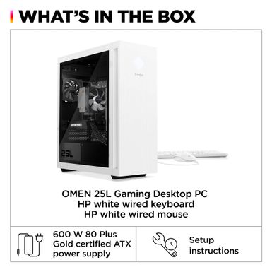 HP OMEN - 25L Gaming Desktop - Intel Core i5-14400F - 32GB DDR5 Memory - NVIDIA GeForce RTX 4060 - 1TB SSD - Snow White