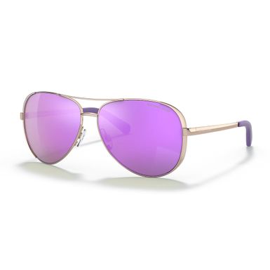 Michael Kors Chelsea Aviator Rose Gold Sunglasses with Purple Gradient Lens