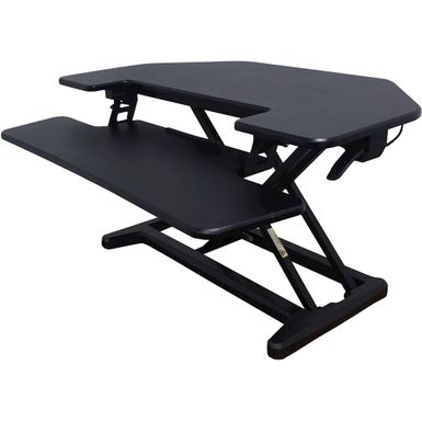 Victor - Height Adjustable Corner Standing Desk Riser with Removable Keyboard Tray - Black