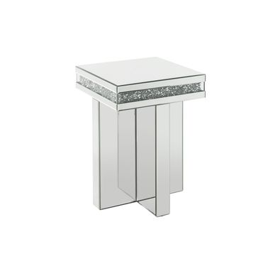 ACME Noralie End Table, Mirrored & Faux Diamonds