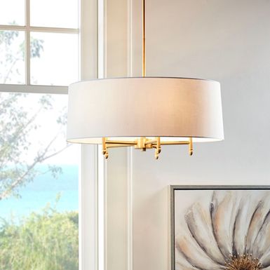 Presidio 5-Light White Drum Shade Chandelier