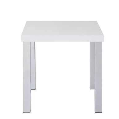 ACME Harta End Table, White High Gloss & Chrome