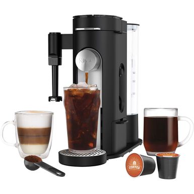 Ninja - Pods & Grounds Specialty Single-Serve Iced Coffee Maker, K-Cup Pod Compatible with Foldaway Milk Frother - Black