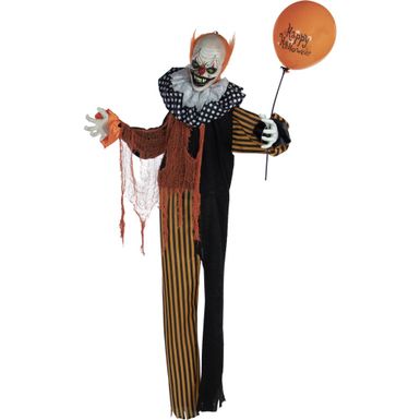 Life-Size Animatronic Clown with Lights and Sound, Indoor or Covered Outdoor Halloween Decoration