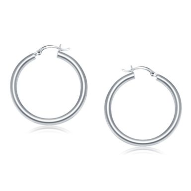 14k White Gold Polished Hoop Earrings (40 mm)