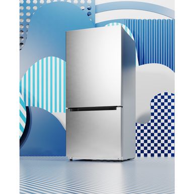 Midea - 18.7-Cu. Ft. Bottom Mount Refrigerator, Stainless Steel