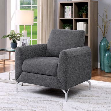 Transitional Fabric Upholstered Chair in Gray