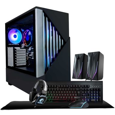 Periphio Reaper Gaming PC Computer | AMD Ryzen 5 5600G | Radeon Vega 7 Graphics | 1TB Solid State (SSD) | 16GB DDR4 RAM | Windows 11 | RGB Elite 4-in-1 Gaming Bundle + RGB Speakers