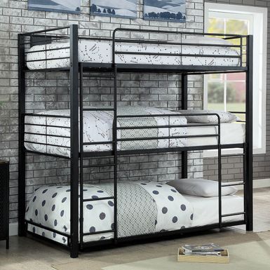 Contemporary Metal Twin Triple Bunk Bed in Sand Black