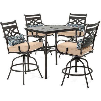 Montclair 5pc High Dining: 4 Swivel Chairs, 33" Square High Dining Table