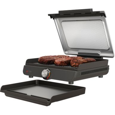 Ninja - Sizzle Smokeless Countertop Indoor Grill  Griddle with Interchangeable Grill and Griddle Plates - Gray/Silver