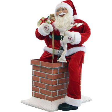 Christmas Time 4-Ft. Music and Motion Santa Claus in the Chimney, Animated Indoor Christmas Holiday Home Decor