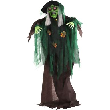 Animatronic Talking Forest Witch with Movement and Lights for Scary Halloween Decoration