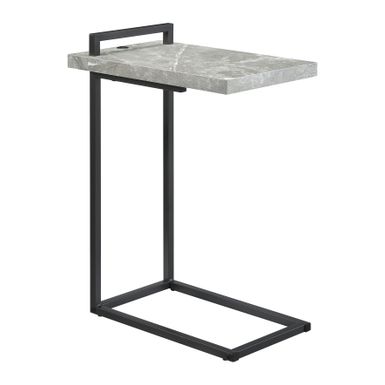 Maxwell C-shaped Accent Table Cement and Gunmetal