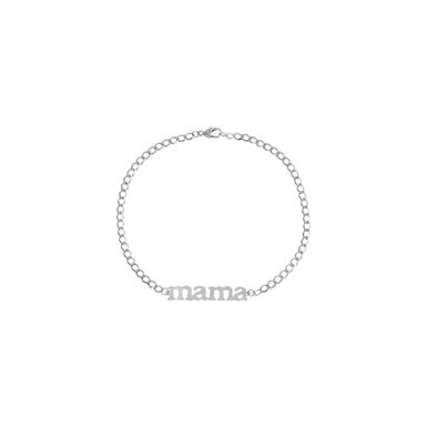 Solid Lowercase Mama Plate Cuban Chain Bracelet 14K White Gold