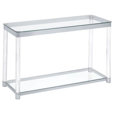 Anne Sofa Table with Lower Shelf Chrome and Clear