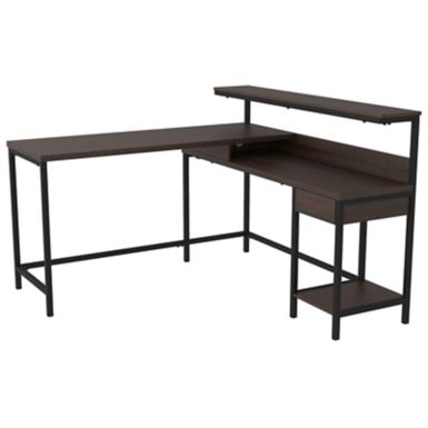 Warm Brown Camiburg L-Desk with Storage