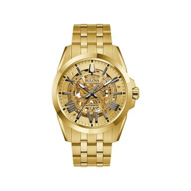 Bulova  - Mens Sutton Automatic Gold-Tone Watch Skeleton Dial