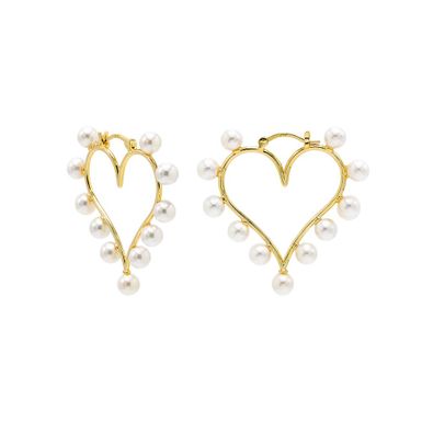 Pearl Rimmed Heart Shape Hoop Earring