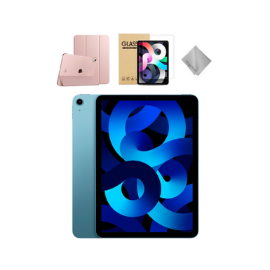 Apple - 10.9-Inch iPad Air - Latest Model - (5th Generation) with Wi-Fi - 64GB - Blue With Rose Gold Case Bundle