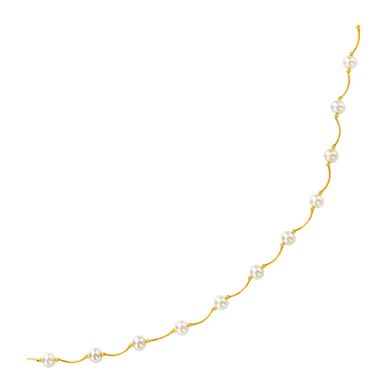 14k Yellow Gold Arc Link Necklace with White Pearls (17 Inch)