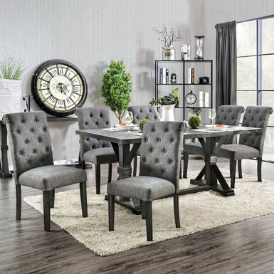 Rustic Wood 7-Piece Dining Table Set in Gray