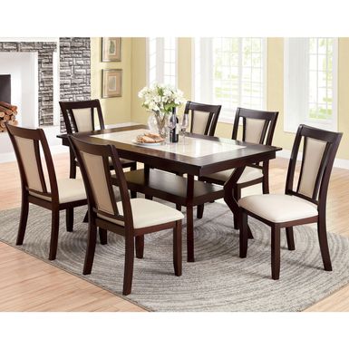 Transitional 7-Piece Dining Set in Dark Cherry