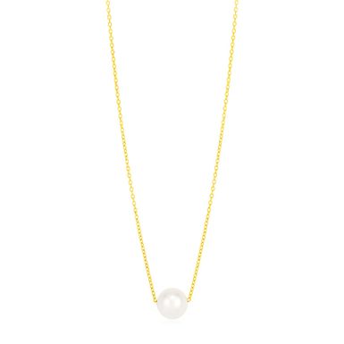 14k Yellow Gold Pearl Solitaire Necklace