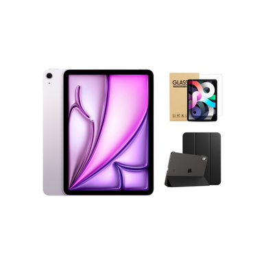 Apple - 11-inch iPad Air (Latest Model) M2 chip Wi-Fi 128GB - Purple With Black Case Bundle