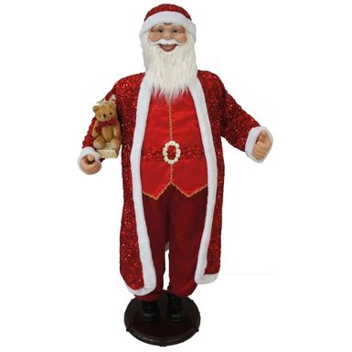 58" Santa in Red Sequin Outfit with Gifts, Dancing/Music