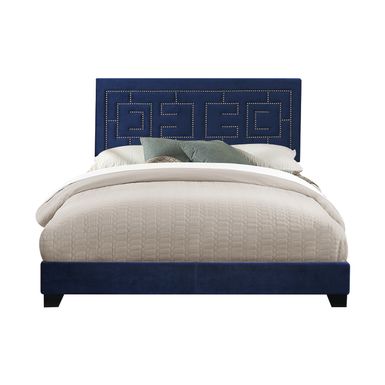 ACME Ishiko III Eastern King Bed, Dark Blue Velvet