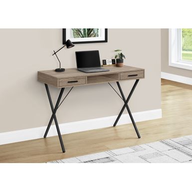 Computer Desk/ Home Office/ Laptop/ Left/ Right Set-up/ Storage Drawers/ 42"L/ Work/ Metal/ Laminate/ Brown/ Black/ Contemporary/ Modern