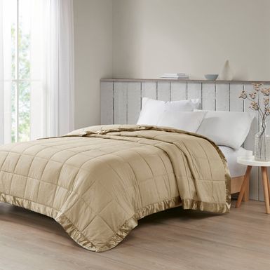 Taupe Cambria Oversized Down Alternative Blanket with Satin Trim King