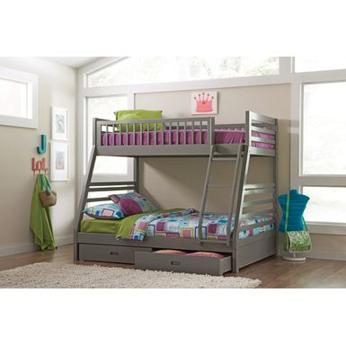 Ashton Twin over Full Bunk 2-drawer Bed Grey