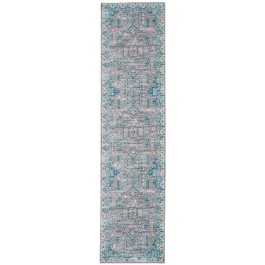 Walker Gray And Green 2X8 Washable Area Rug